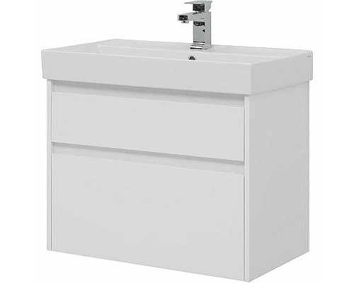Тумба с раковиной Aquanet Nova Lite 75 245244 подвесная Белая глянцевая