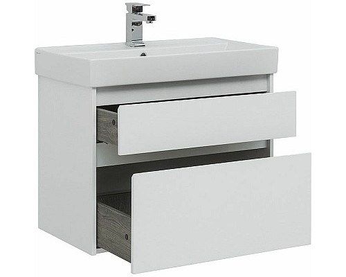 Тумба с раковиной Aquanet Nova Lite 75 245244 подвесная Белая глянцевая