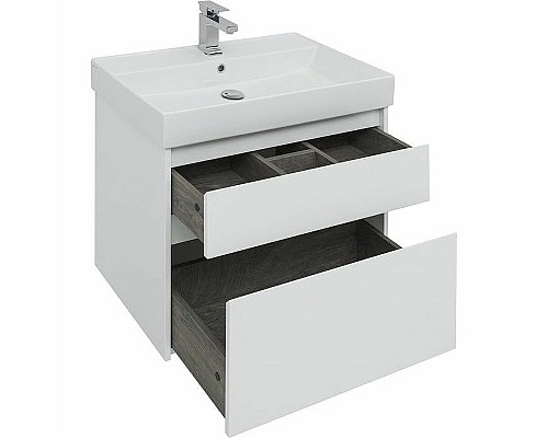 Тумба с раковиной Aquanet Nova Lite 75 245244 подвесная Белая глянцевая