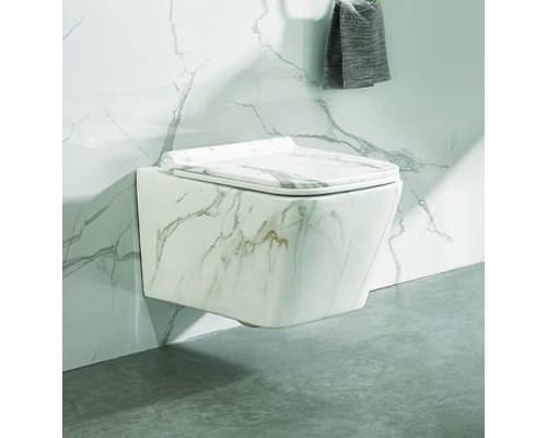 Унитаз SantiLine SL-5007MRB подвесной Белый мрамор с сиденьем Микролифт