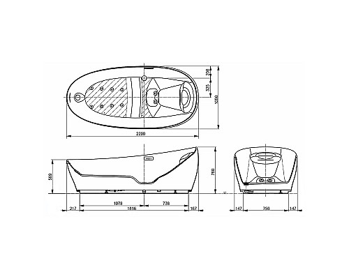 Ванна из искусственного камня Toto Neorest PJYD2200PWEE#GW 220х105 с гидромассажем Ванна из искусственного камня Toto Neorest PJYD2200PWEE#GW 220х105 с гидромассажем