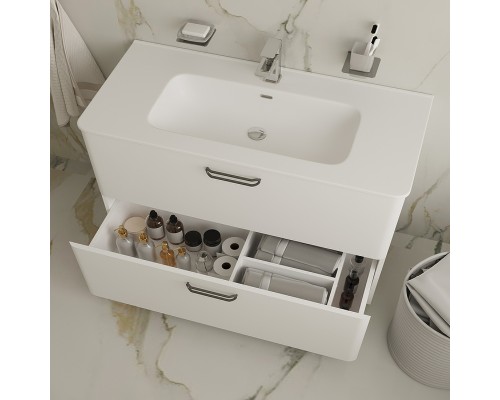 Тумба с раковиной Iddis Brick 100 BRI10WFi95K Белая