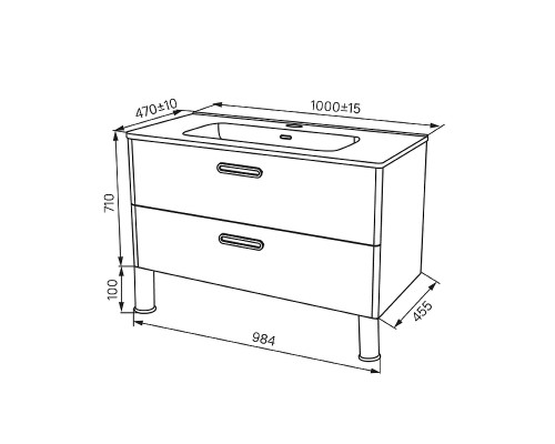 Тумба с раковиной Iddis Brick 100 BRI10WFi95K Белая
