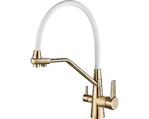 Смеситель для кухни ZorG Steel Hammer SH 903-8 BRONZE Бронза Белый