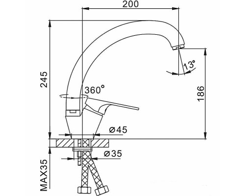 Смеситель для кухни Frap H13 F4113-2 Хром