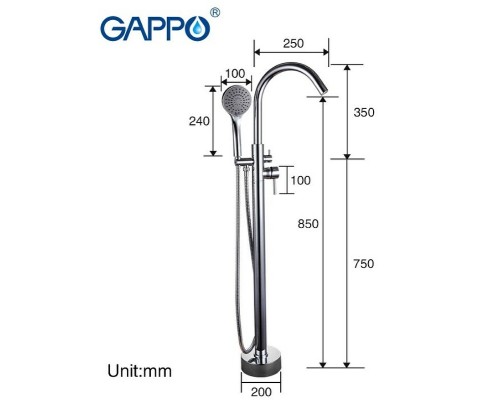 Смеситель для ванны Gappo Хром
