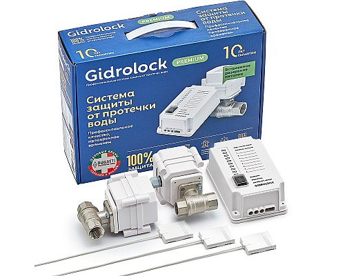 Комплект защиты от протечки воды Gidrolock Premium Bugatti 3/4 31201022 с двумя кранами Комплект защиты от протечки воды Gidrolock Premium Bugatti 3/4 31201022 с двумя кранами