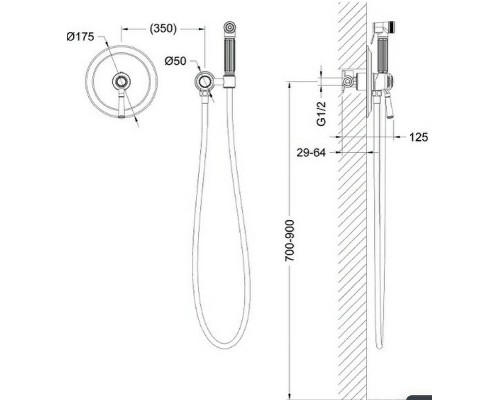 Гигиенический душ со смесителем Timo Arisa 5309/03SM Черный матовый