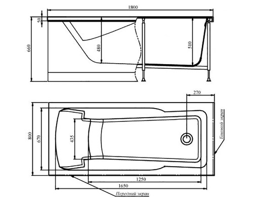Акриловая ванна Timo Hella 180x80 без гидромассажа
