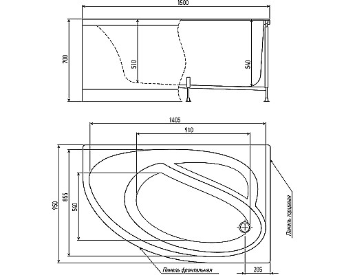 Акриловая ванна Timo Iva 150x95 L IVA1595L без гидромассажа