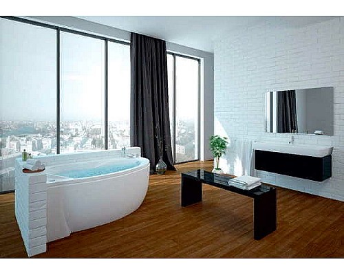 Акриловая ванна Aquatek Бетта 170x97 L BET170-0000012 с гидромассажем с фронтальной панелью с каркасом (разборный) со слив-переливом