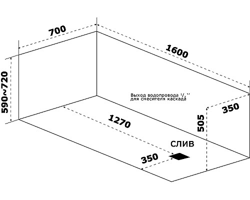Акриловая ванна Bas Аякс 160x70 В 00129 без гидромассажа