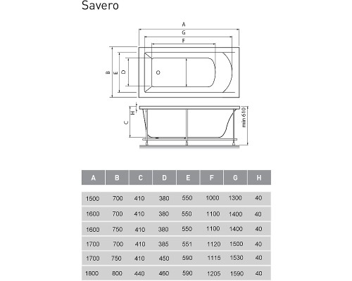 Акриловая ванна Vayer Savero 160x75 Гл000011565 без гидромассажа