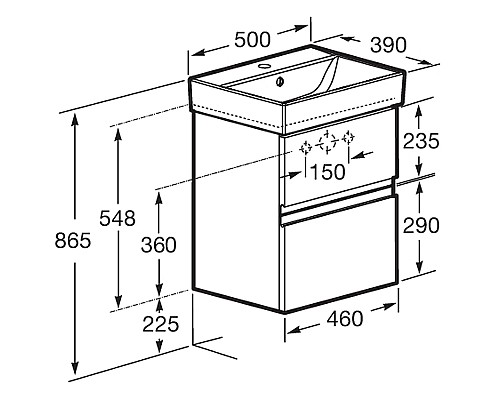 Тумба под раковину Roca Oleta 50 A857638501 подвесная Белая матовая