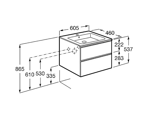 Тумба под раковину Roca Domi 60 A857458806 подвесная Белый глянец