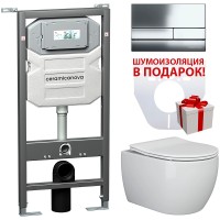 Комплект унитаза с инсталляцией Ceramicanova Metric с сиденьем Микролифт и клавишей смыва Хром