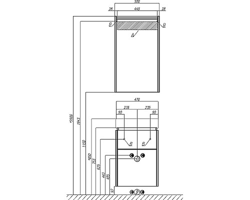 Тумба с раковиной STWORKI Дублин 50 406297 Белая Светлое дерево