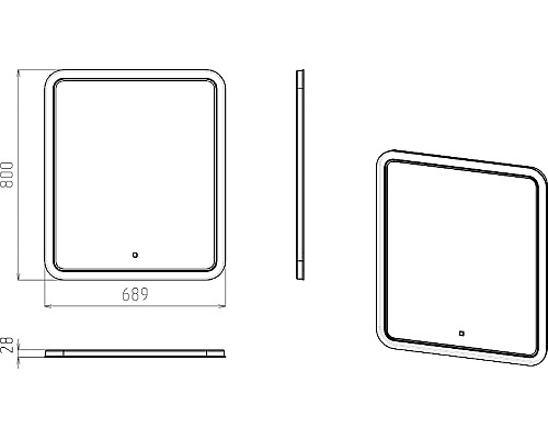 Зеркало STWORKI Монтре 70 Мон.02.70/W с подсветкой с сенсорным выключателем