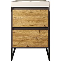 Тумба с раковиной STWORKI Кронборг 55 477704 Светлое дерево Серая