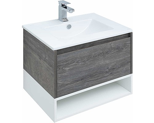 Тумба с раковиной STWORKI Карлстад 60 440537 подвесная Дуб рошелье Белая