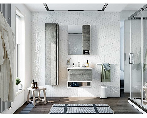 Тумба с раковиной STWORKI Карлстад 60 440537 подвесная Дуб рошелье Белая