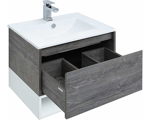 Тумба с раковиной STWORKI Карлстад 60 440537 подвесная Дуб рошелье Белая