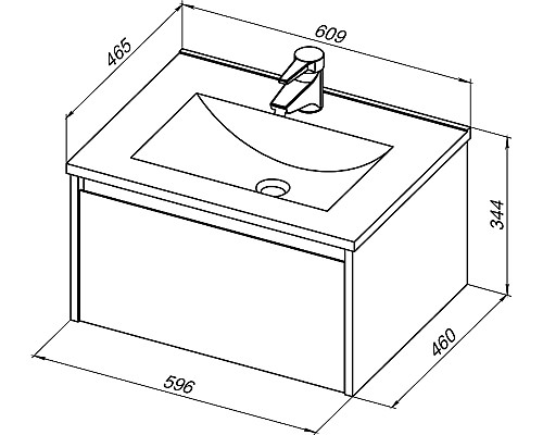 Тумба с раковиной STWORKI Карлстад 60 440537 подвесная Дуб рошелье Белая