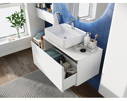 Тумба с раковиной STWORKI Ноттвиль 80 431035 подвесная Белая матовая