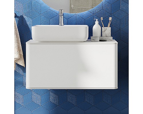 Тумба с раковиной STWORKI Ноттвиль 80 431035 подвесная Белая матовая