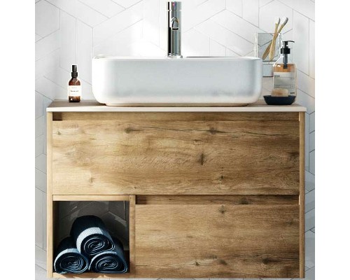 Тумба с раковиной STWORKI Карлстад 75 427754 подвесная Дуб рустикальный