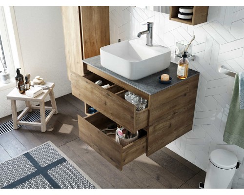 Тумба с раковиной STWORKI Карлстад 75 427754 подвесная Дуб рустикальный