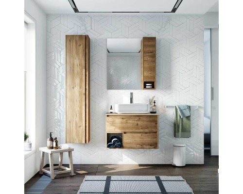 Тумба с раковиной STWORKI Карлстад 75 427754 подвесная Дуб рустикальный