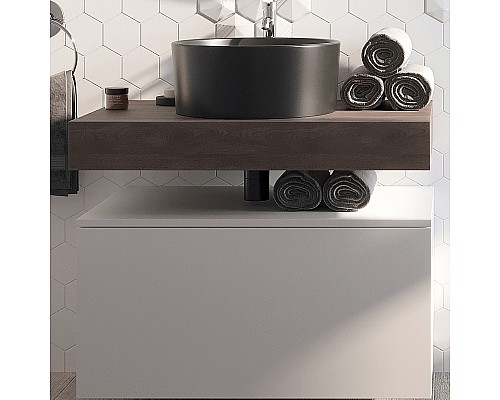 Тумба с раковиной STWORKI Ольборг 80 481915 подвесная Белая матовая Дуб карпентер