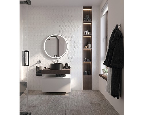 Тумба с раковиной STWORKI Ольборг 80 481915 подвесная Белая матовая Дуб карпентер