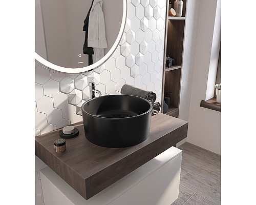 Комплект мебели для ванной STWORKI Ольборг 80 481927 подвесная Белая матовая Дуб карпентер