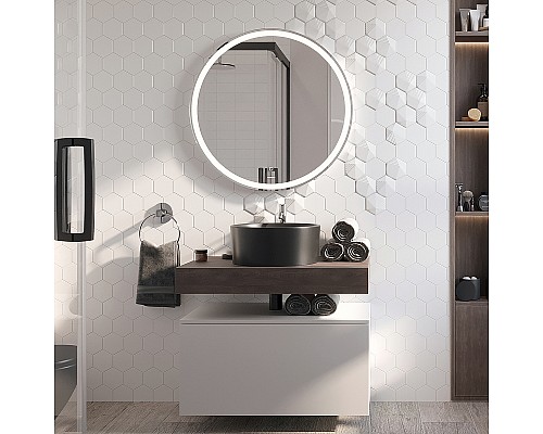 Комплект мебели для ванной STWORKI Ольборг 80 481927 подвесная Белая матовая Дуб карпентер