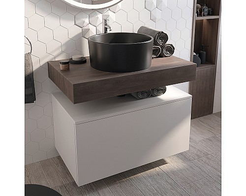 Комплект мебели для ванной STWORKI Ольборг 80 481927 подвесная Белая матовая Дуб карпентер