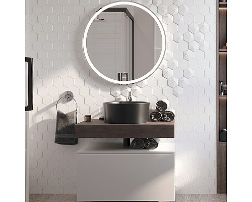 Комплект мебели для ванной STWORKI Ольборг 80 481927 подвесная Белая матовая Дуб карпентер