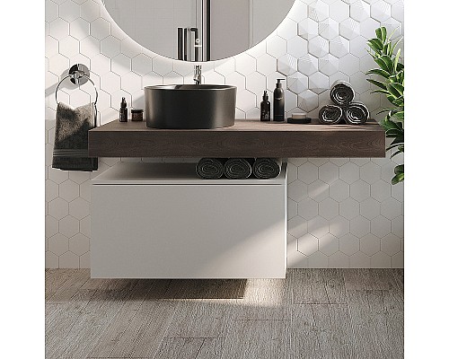 Комплект мебели для ванной STWORKI Ольборг 120 481991 подвесная Белая матовая Дуб карпентер