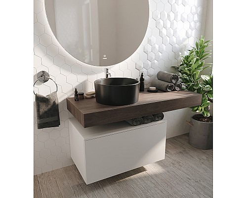 Комплект мебели для ванной STWORKI Ольборг 120 481991 подвесная Белая матовая Дуб карпентер