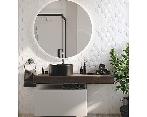 Комплект мебели для ванной STWORKI Ольборг 120 481991 подвесная Белая матовая Дуб карпентер