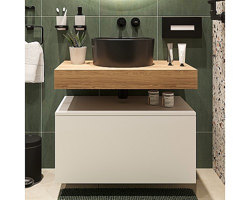 Комплект мебели для ванной STWORKI Ольборг 80 483333 подвесная Белая матовая Дуб французский