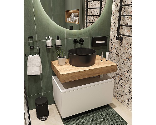 Комплект мебели для ванной STWORKI Ольборг 80 483333 подвесная Белая матовая Дуб французский