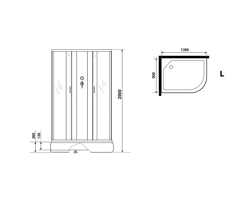 Душевая кабина Niagara Classic 130х90 L NG-33394-14LBKG с гидромассажем