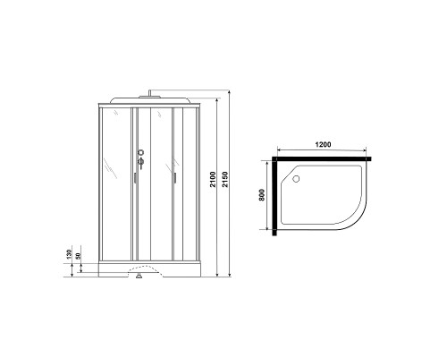 Душевая кабина Niagara Classic 120х80 L NG-3512-14LP без гидромассажа