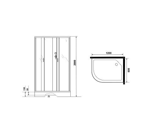Душевая кабина Niagara Classic 120х80 R NG-3512-14RBKG с гидромассажем