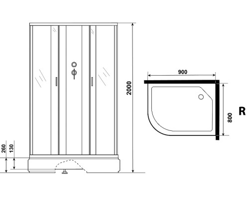 Душевая кабина Niagara Classic 90х80 R NG-33984-14RBKG с гидромассажем