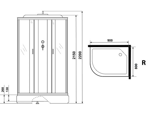 Душевая кабина Niagara Classic 90х80 R NG-33984-14RF с гидромассажем