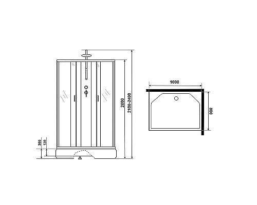 Душевая кабина Niagara Classic 100х80 NG-33084-14QBKT без гидромассажа