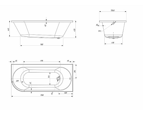 Акриловая ванна Marka One Alisa MG 170x75 R 01али1775п без гидромассажа